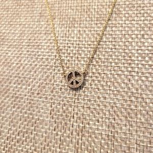 18k gold plated peace sign necklace